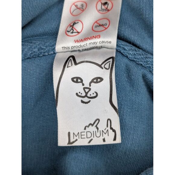 Rip N Dip Hoodie Mens Medium Blue Cat Leaf Pullover Pockets Preowned READ/ FLAWS - Picture 9 of 11